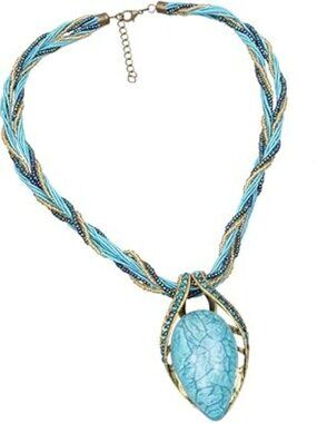 New Bohemian Collar Necklace Boho Teardrop Turquoise Rhinestone Elegant Jewelry